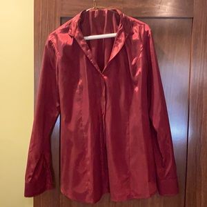 Maroon red silk blouse. Handmade by a tailor.